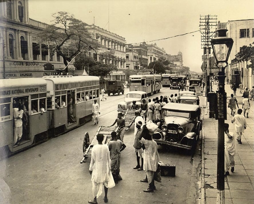 A Busy Calcutta Traffic Scene